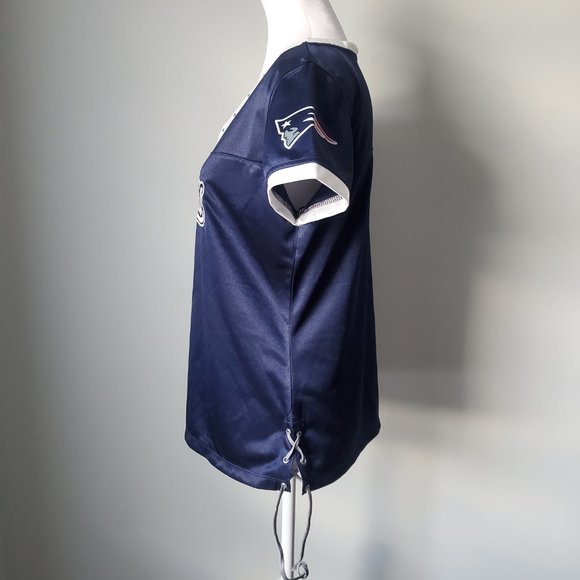 Women's New England Patriots Fans Jersey Fandom Embroidered Logo Blue White NWT - Picture 7 of 11